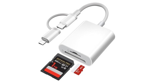 SD and microSD card reader on a white background